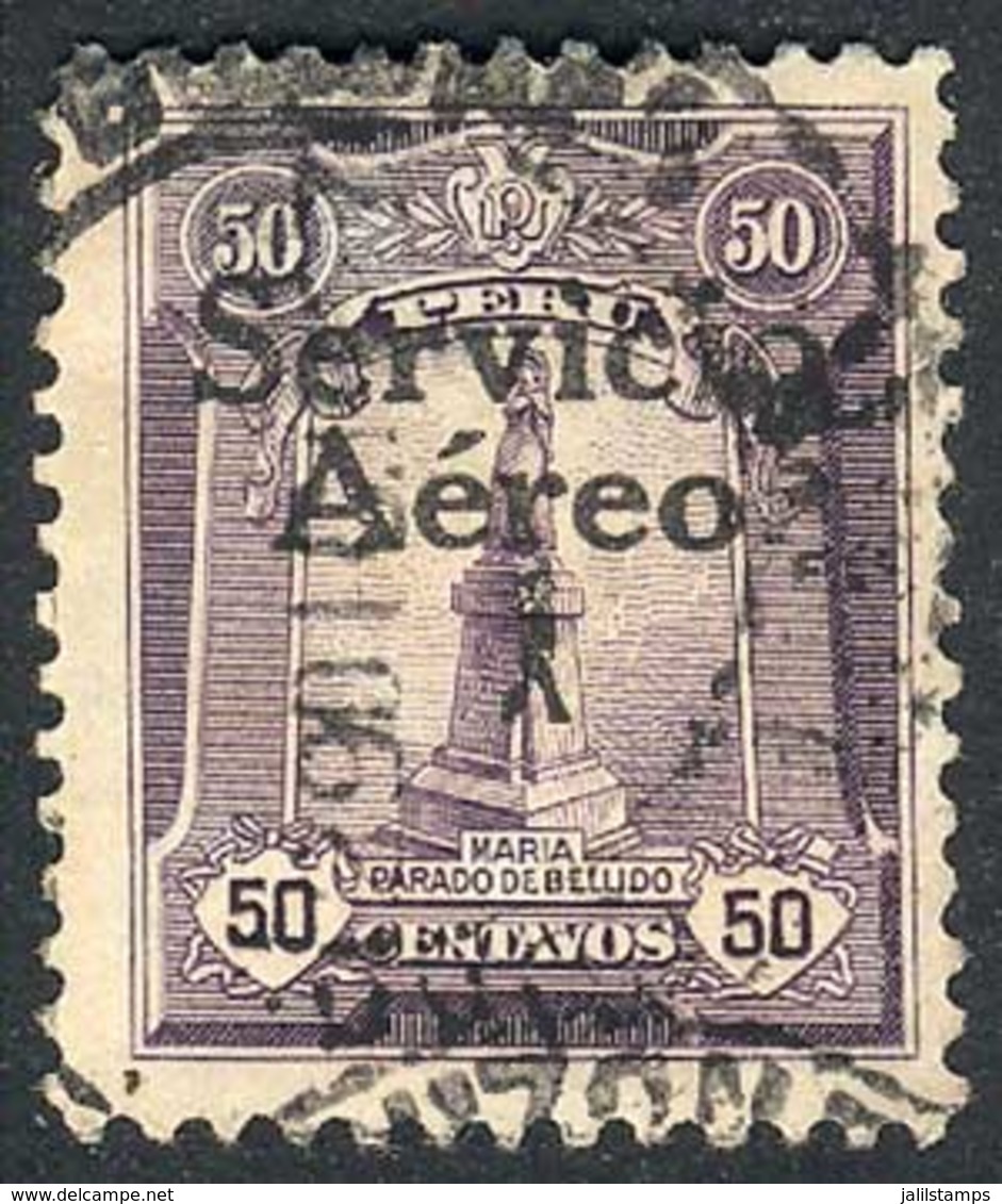 PERU: Yvert 1, "El Marinerito", 1927 50c. Used, First Printing, Overprint Type IV (of The Matrix Of 5 Types That Is Repe - Peru