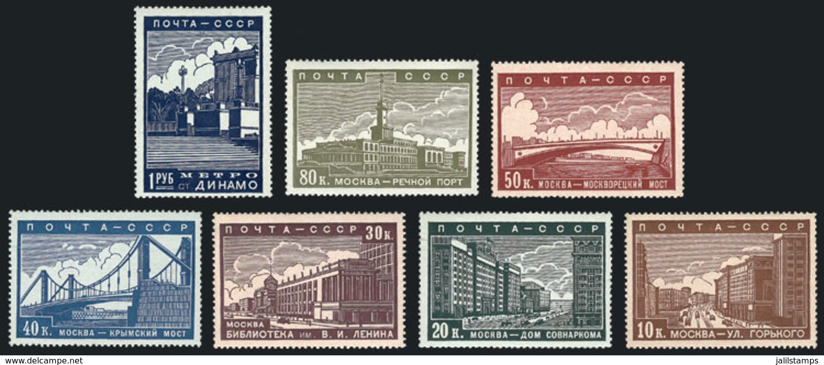 RUSSIA: Sc.706/712, 1939 Moscow Scenes, Complete Set Of 7 MNH Values, Superb! - Otros & Sin Clasificación