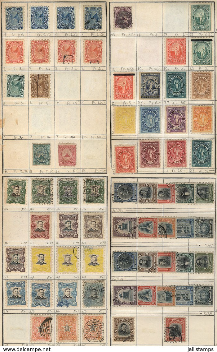 EL SALVADOR: Accumulation Of Good Stamps In 15 Approvals Book, Including Good Old Stamps, Used Or Mint, Fine To Very Fin - Salvador