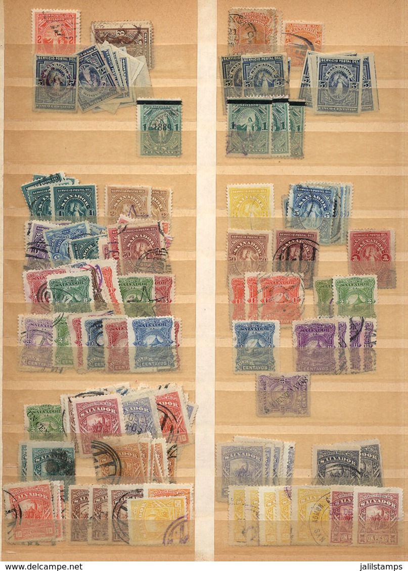 EL SALVADOR: Old Stock Of MANY HUNDREDS Of Interesting Stamps In Stockbook, Fine General Quality. The Expert Will Surely - El Salvador