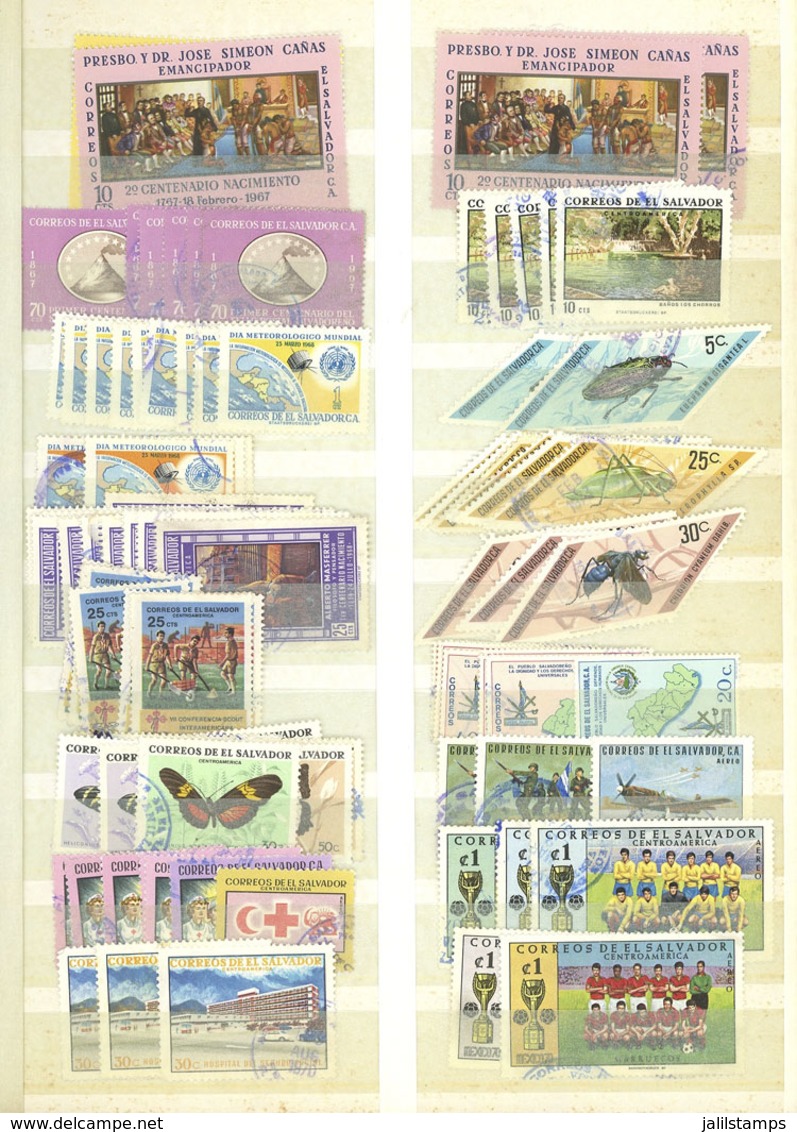 EL SALVADOR: Large Stockbook With MANY HUNDREDS (probably Thousands) Of Used Stamps, Including Airmail, Very Fine Genera - El Salvador