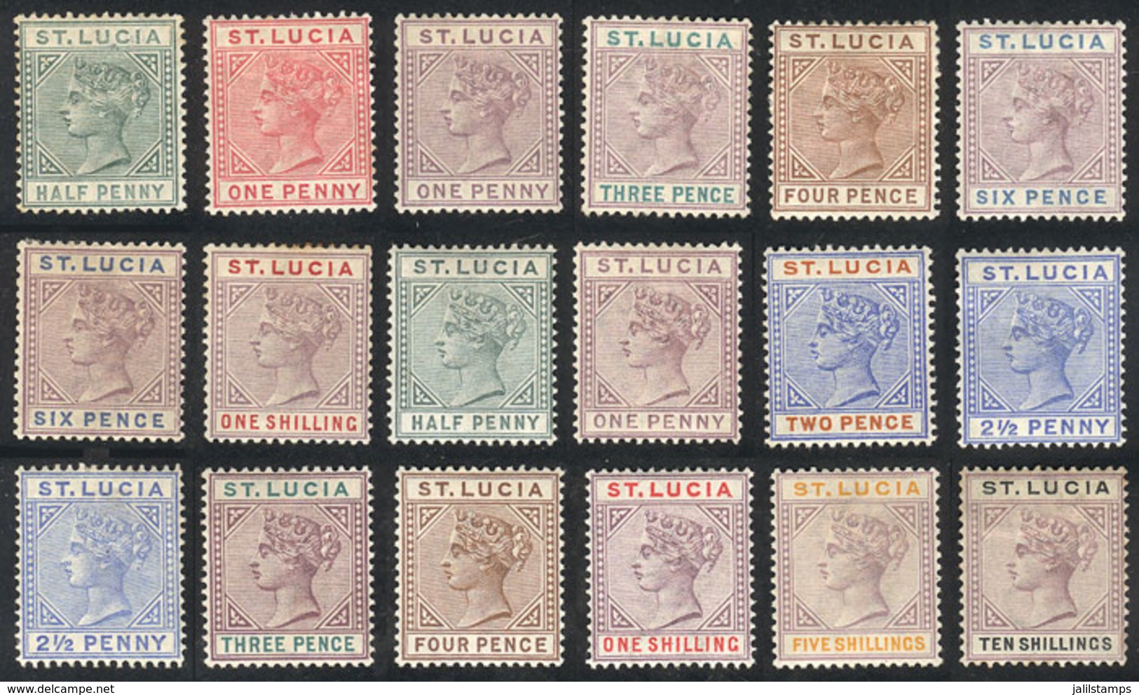 SAINT LUCIA: Lot Of Stamps Issued In 1883/5 (plates I And II), Most Mint With Original Gum And Of Fine Quality (a Few Wi - St.Lucia (...-1978)