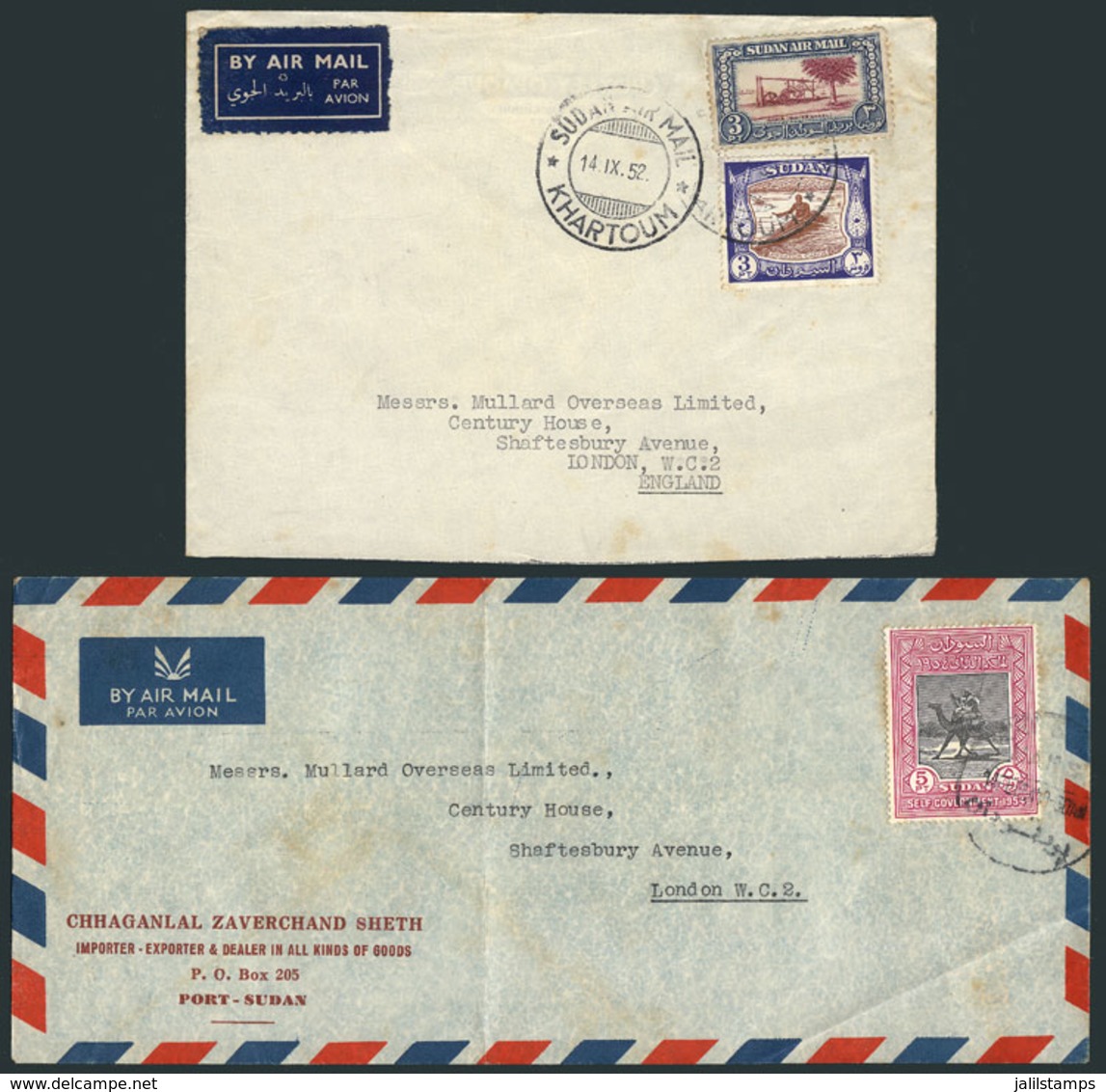 SUDAN: 2 Airmail Covers Sent To London In 1952 And 1954, Very Nice! - Sudan (...-1951)