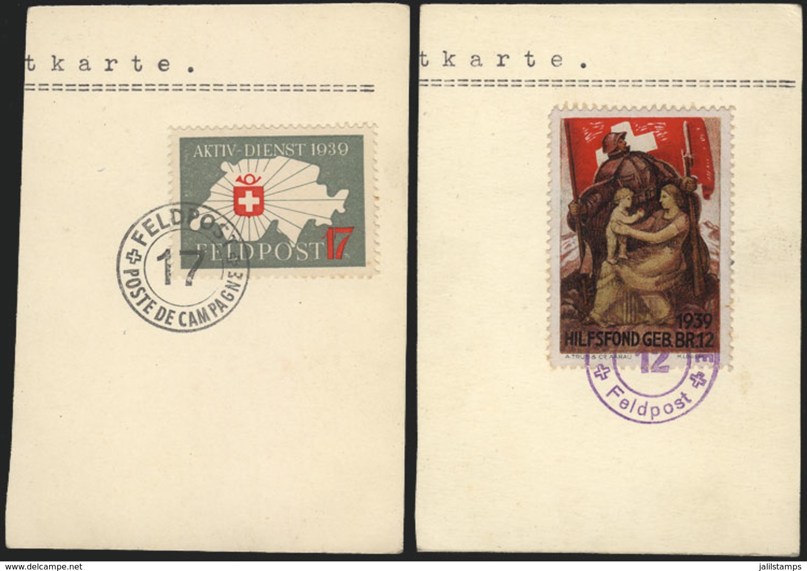 SWITZERLAND: 2 Interesting Cinderellas Of Military Post, On Fragments, VF Quality! - Otros & Sin Clasificación