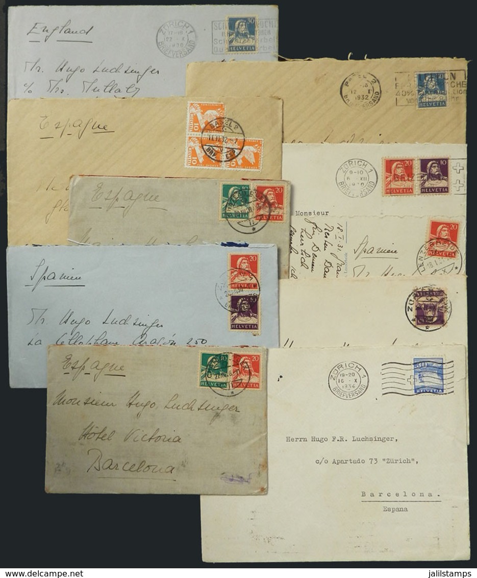 SWITZERLAND: 10 Covers, Etc. Used Betwen 1928 And 1934, Most To Spain, Fine Quality! - Other & Unclassified