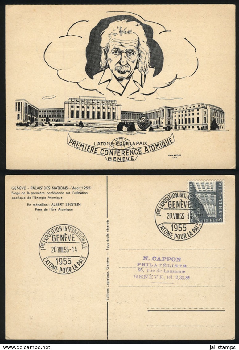 SWITZERLAND: Special Postcards Of The 1st Atomic Conference Of Geneve, Postmark Of 20/AU/1955, VF Quality! - Sonstige & Ohne Zuordnung