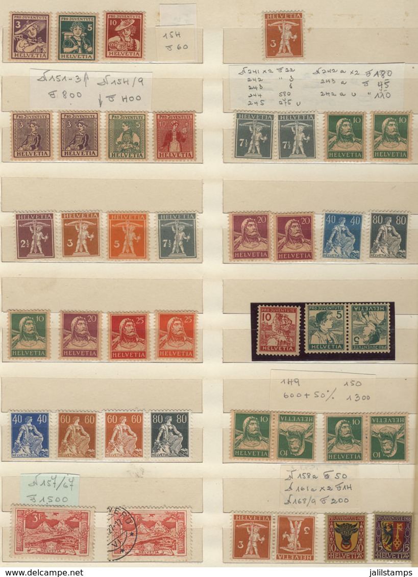 SWITZERLAND: Collection In Stockbook (circa 1880 To 1950), Mostly Of Mint Stamps (the Earlier Issues Show More Used Exam - Andere & Zonder Classificatie