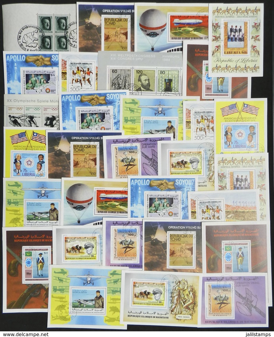 WORLDWIDE: 30 Souvenir Sheets Of Varied Countries, Used And In General Of VF Quality, VERY THEMATIC, Low Start! - Andere & Zonder Classificatie