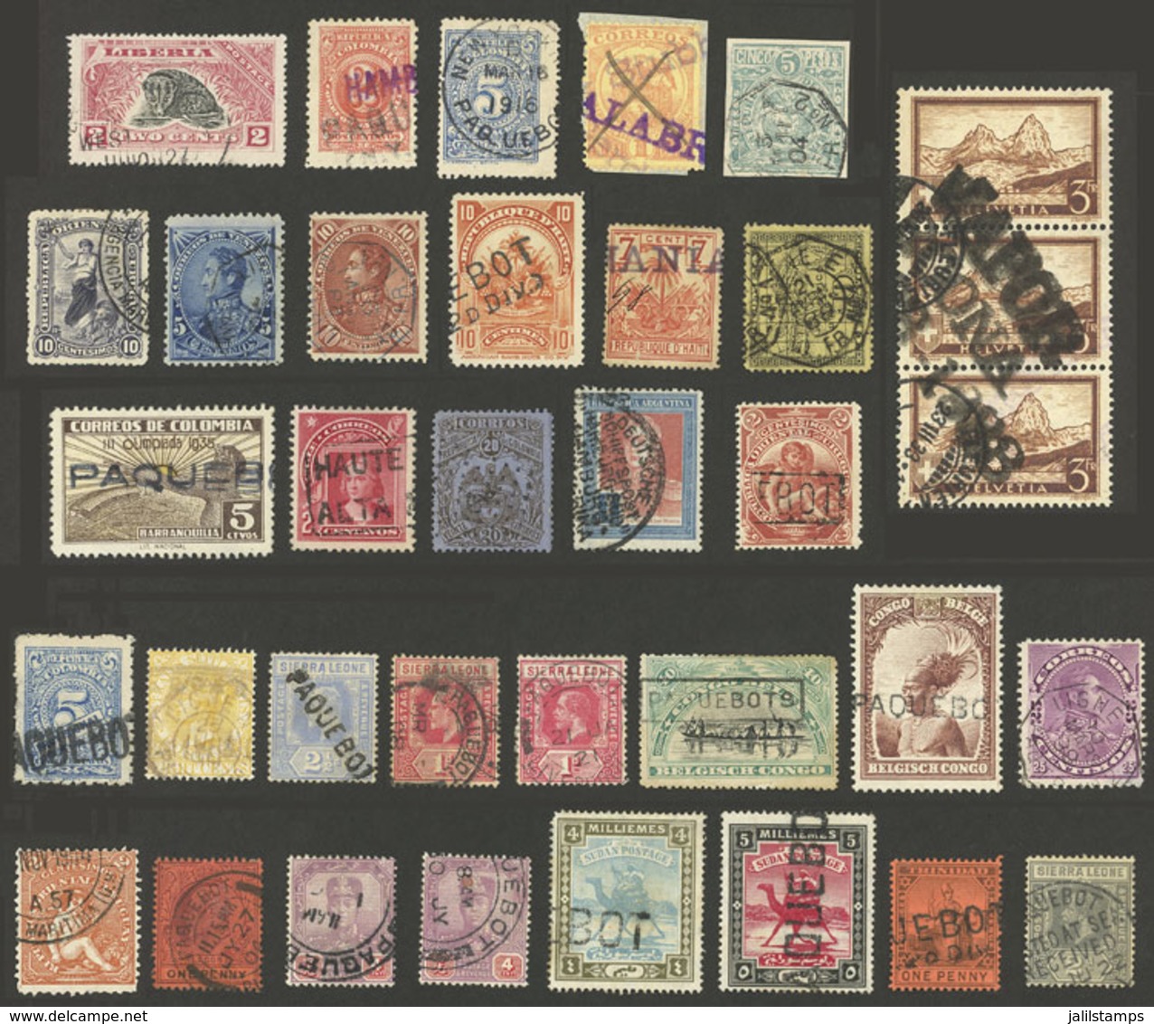 WORLDWIDE: SHIP CANCELS: Over 30 Stamps Of Varied Countries, All With Ship Cancels, Some Rare, Very Fine Quality, Good O - Other & Unclassified