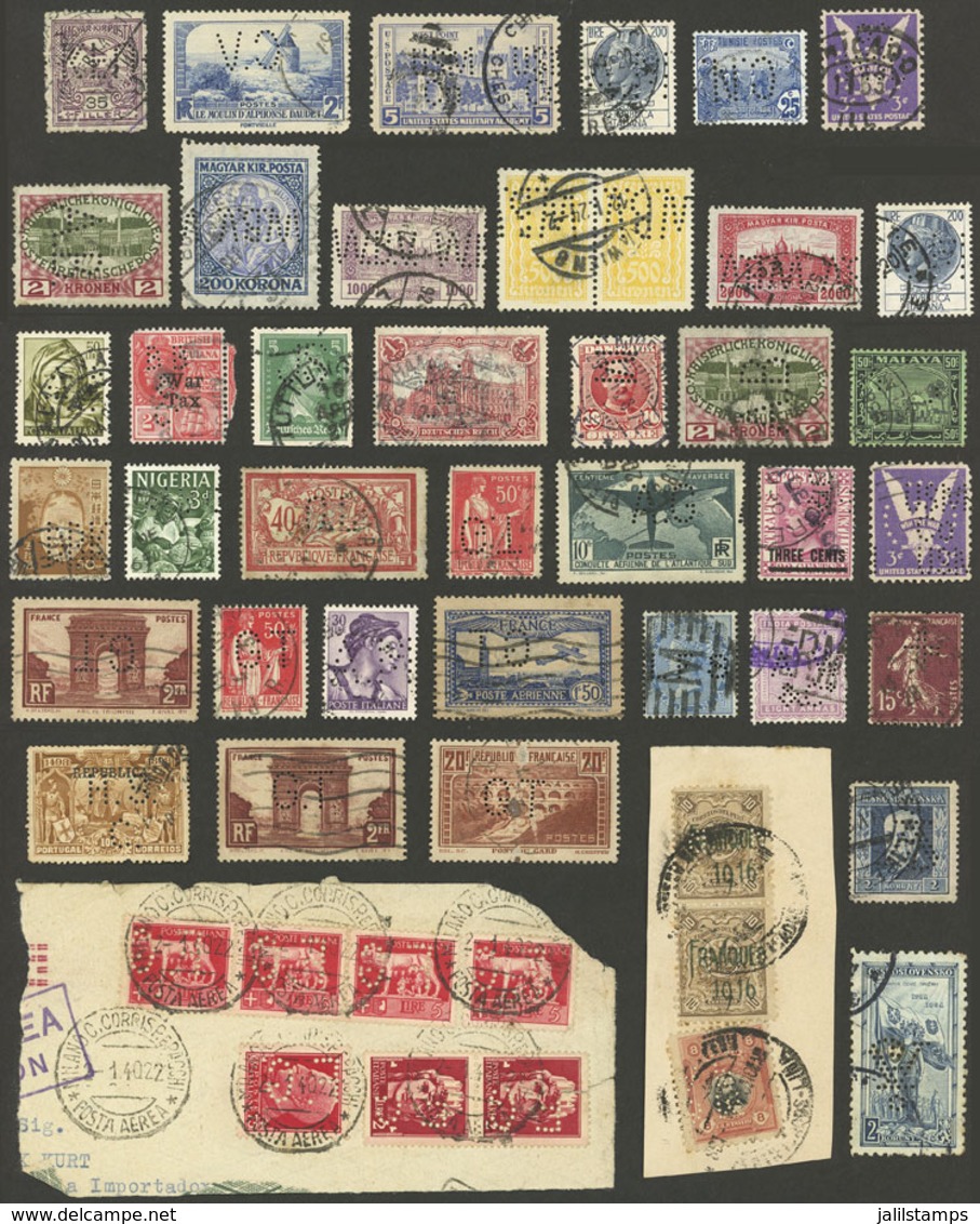 WORLDWIDE: PERFINS: Interesting Group Of Stamps Of Varied Countries And Periods, All With Commercial Perfins! - Sonstige & Ohne Zuordnung