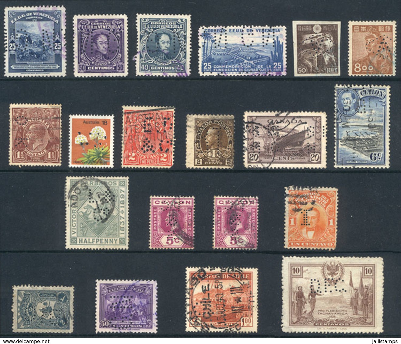 WORLDWIDE: PERFINS: Lot Of Stamps With Commercial Perfins, Very Fine General Quality, Very Interesting Lot For The Speci - Altri & Non Classificati