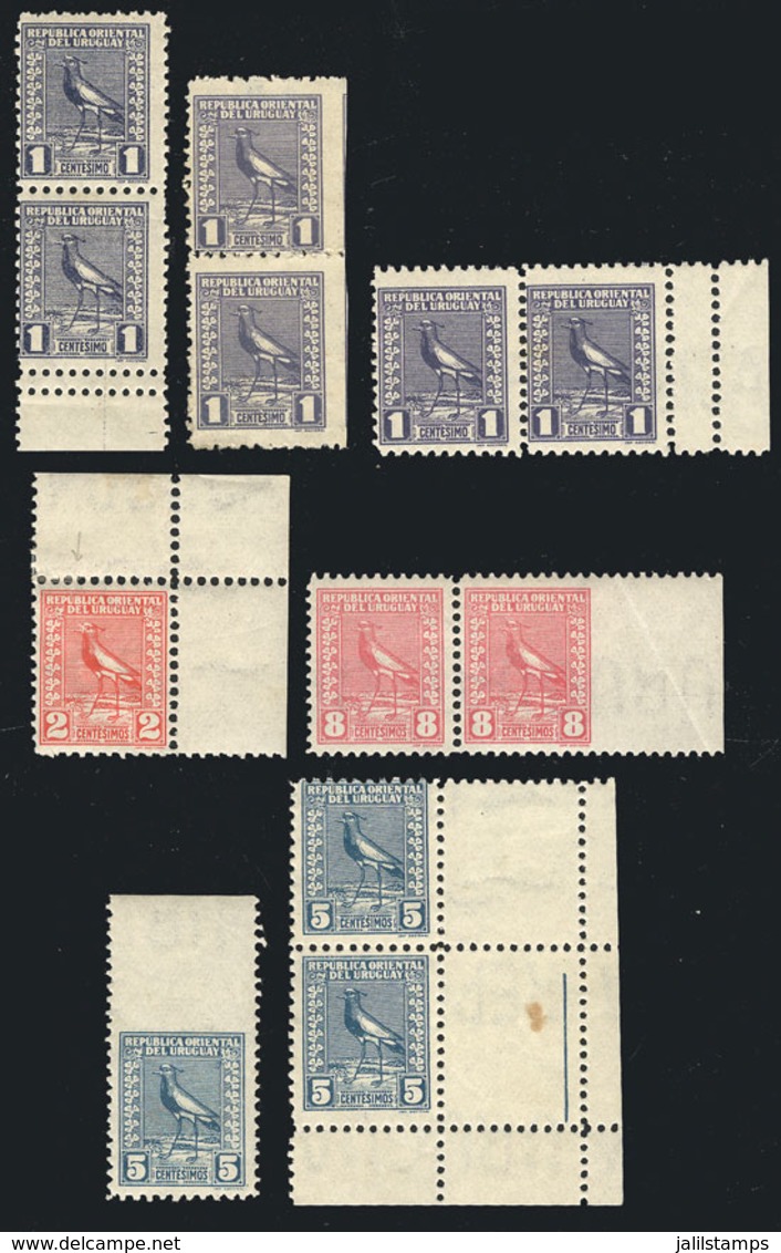 URUGUAY: Sc.318 + Other Values, 1926/7 Tero Southern Lapwing, Lot Of Stamps WITH PERFORATION VARIETIES (+ The 2c. Sheet  - Uruguay
