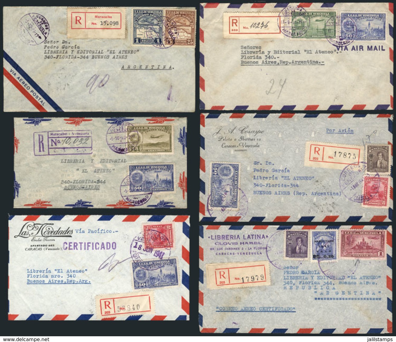VENEZUELA: 47 Airmail Covers Sent To Argentina Between 1939 And 1941, With Very Nice, Colorful And Varied Postages, Many - Venezuela