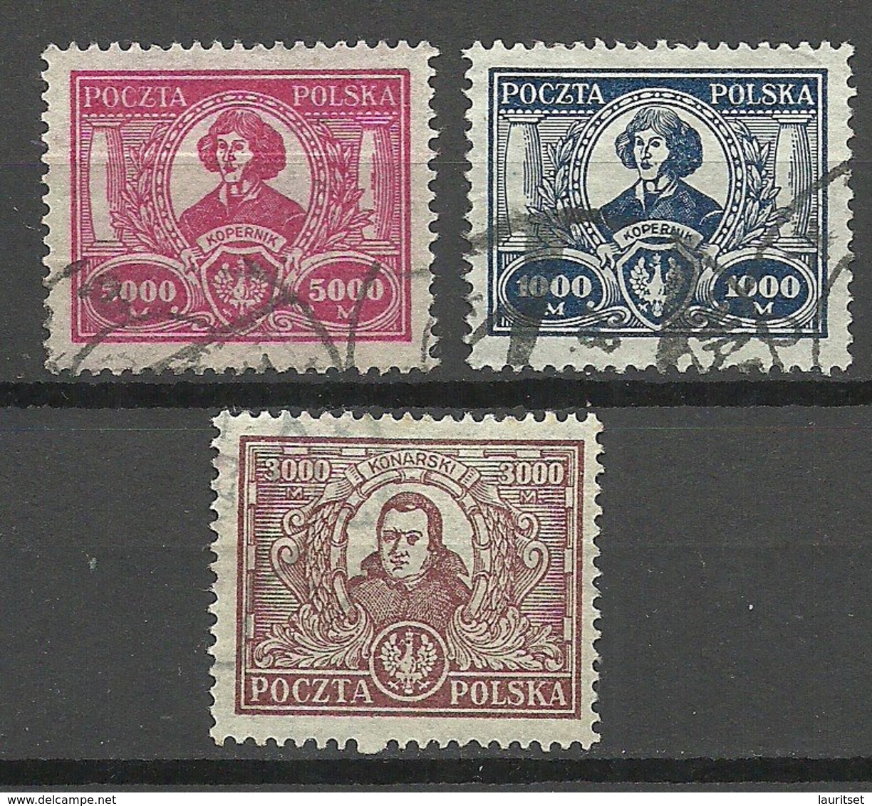 POLEN Poland 1923 Michel 182 - 184 Nikolaus Kopernikus Copernik O - Altri & Non Classificati