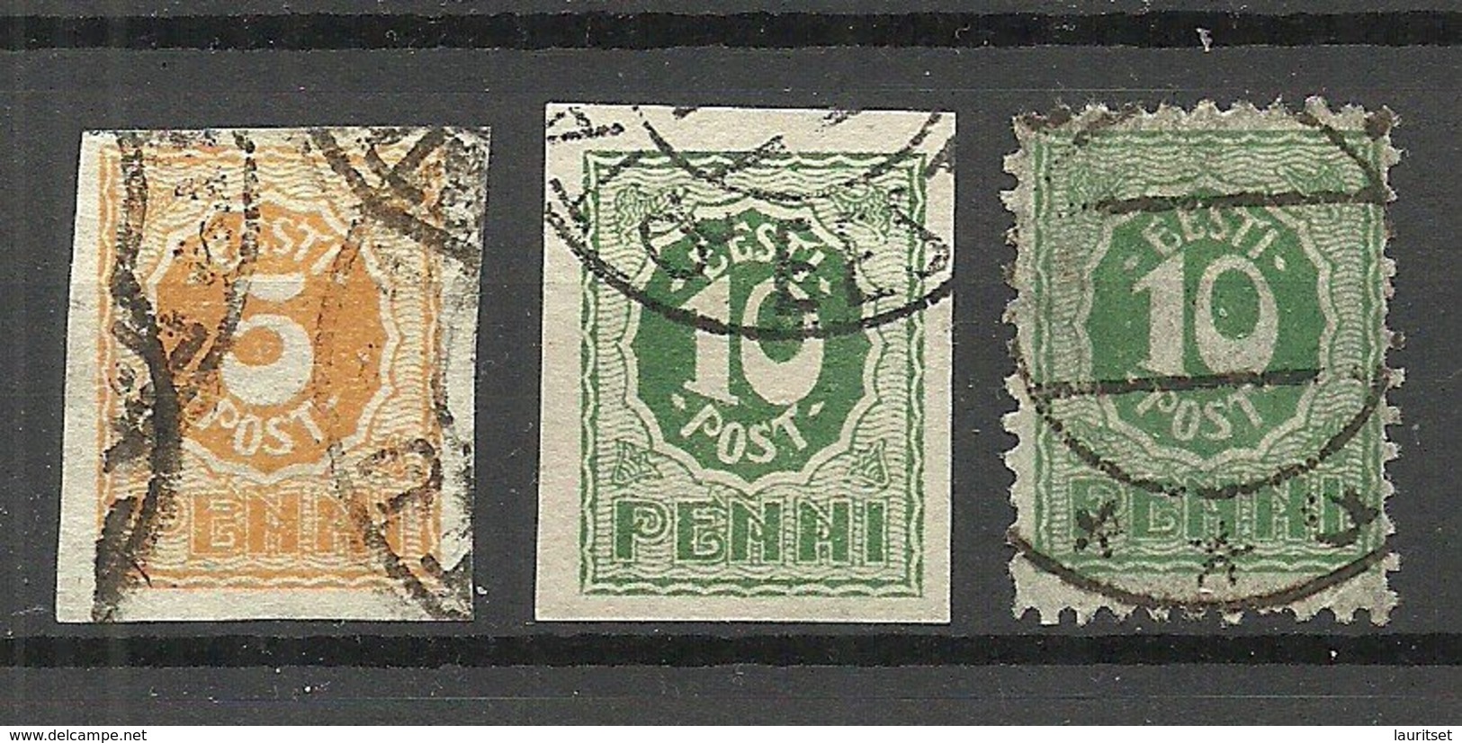 Estland Estonia 1919 Michel 6 - 8 O Numeral Design - Estonia