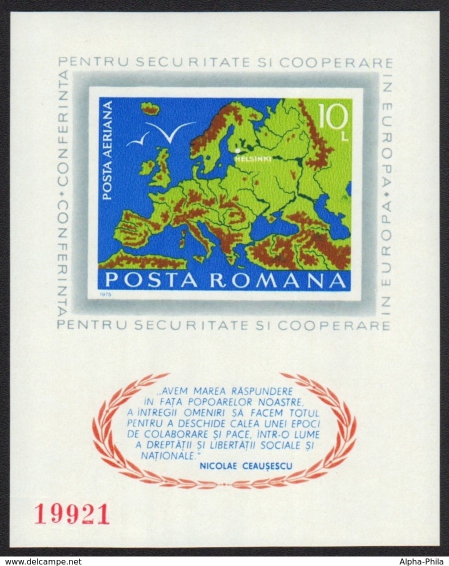 Rumänien 1975 - Mi-Nr. Block 125 ** - MNH - Europa - KSZE - Ongebruikt