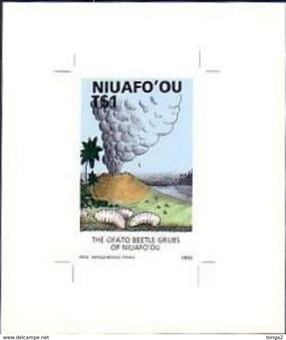 Tonga Niuafoou Cromalin Proof 1993 - 1st ERROR Proofing  - $1.00 Volcano BLUE Smoke - 3 Exist - Volcanos