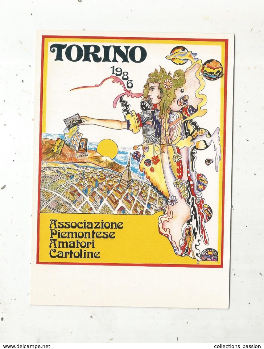 Cp, Bourses & Salons De Collections,Italie,TORINO,1986,associazione Piemontese Amatori Cartoline, Vierge,n° 956/2000 Ex. - Bourses & Salons De Collections