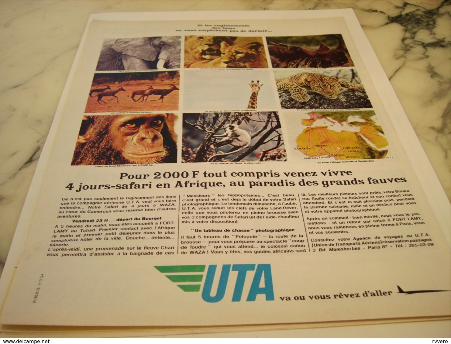 ANCIENNE PUBLICITE 4 JOURS EN  AFRIQUE  ET   UTA 1966 - Advertisements