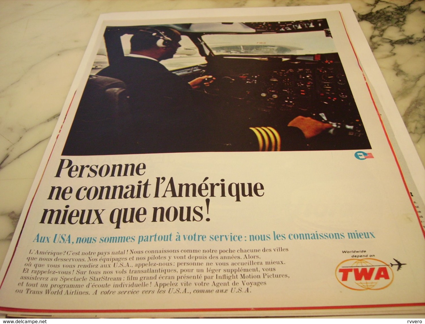 ANCIENNE PUBLICITE AMERIQUE ET TWA USA 1966 - Advertisements