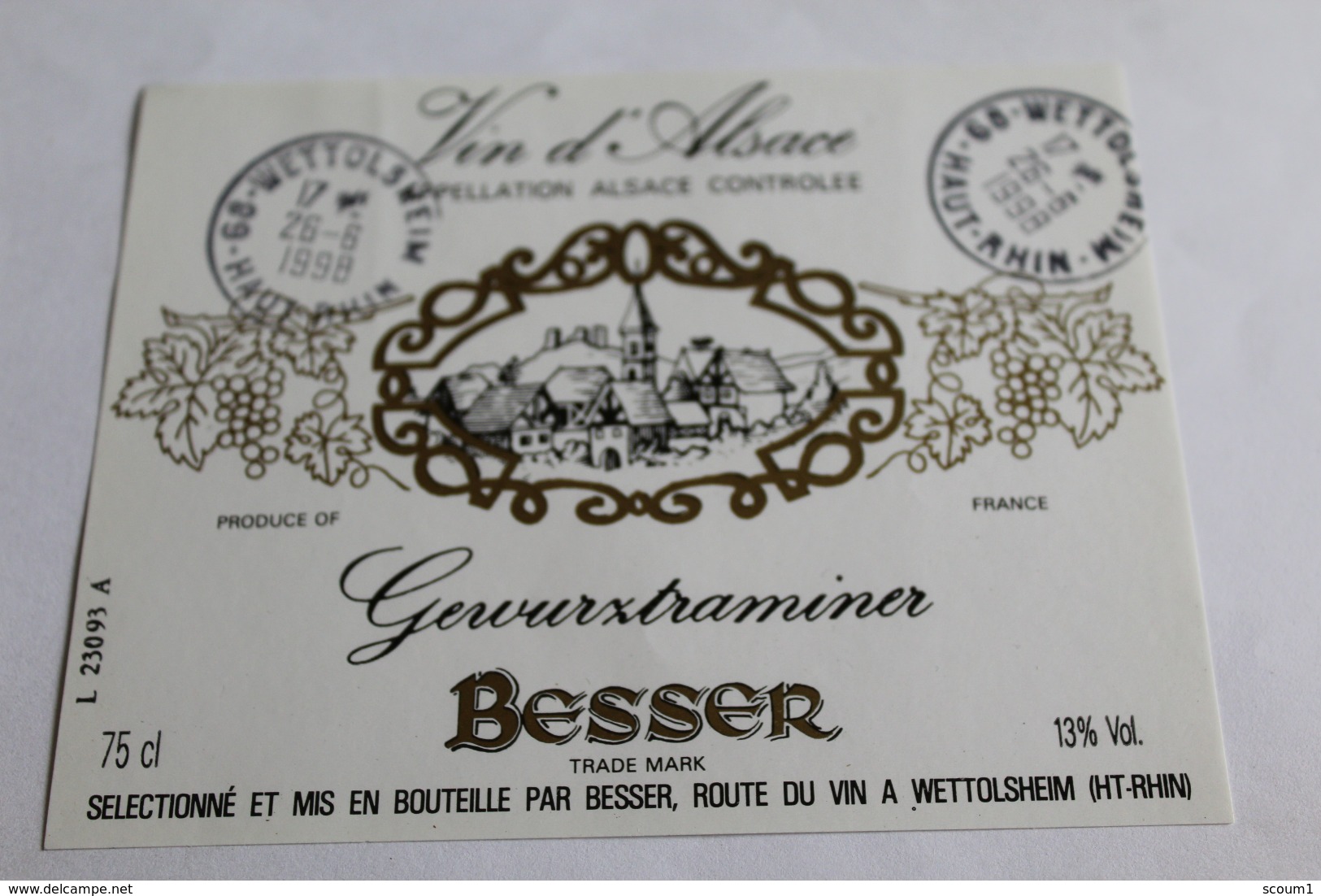 Etiquette Neuve Vin D Alsace  Gewurztraminer  Besser 13o - Gewurztraminer