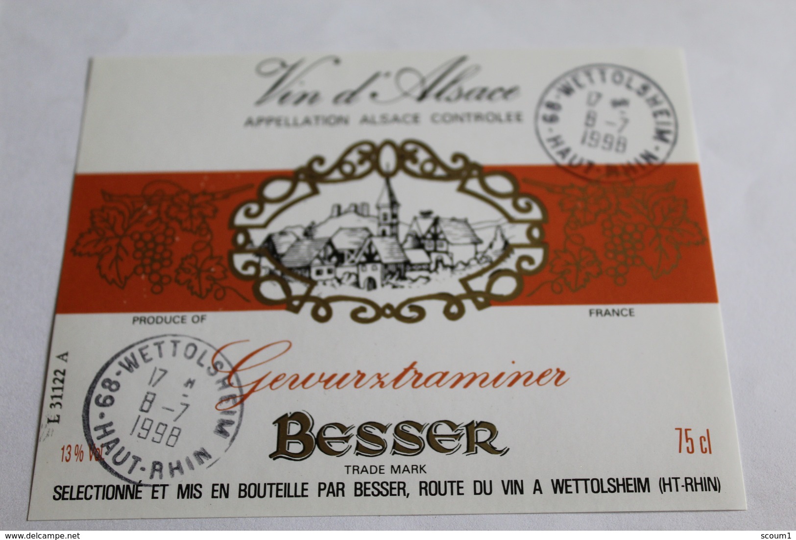 Etiquette Neuve Vin D Alsace  Gewurztraminer  Besser 13o - Gewurztraminer