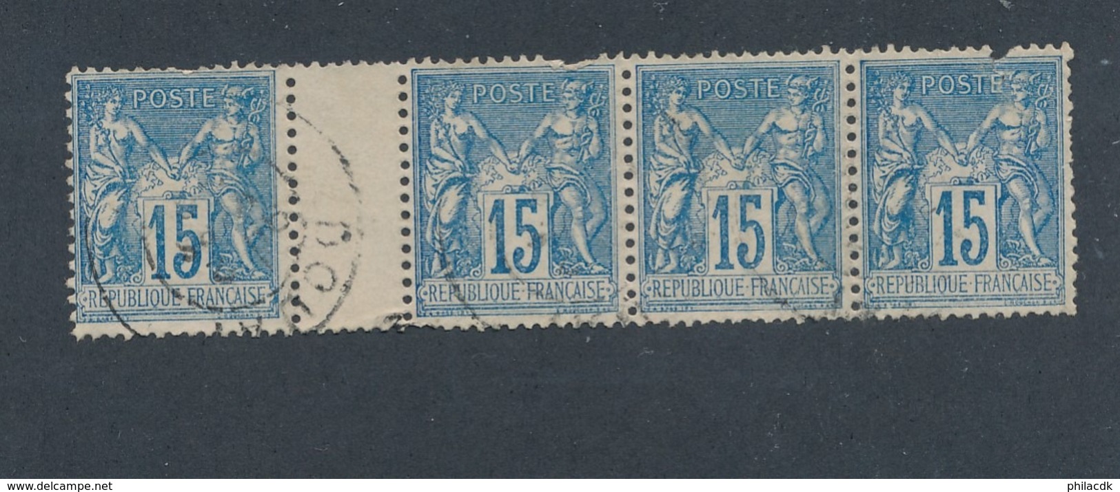 FRANCE - BANDE DE 4 N°YT 90 OBLITERES - COTE YT : 11€ - 1878 - 1876-1898 Sage (Type II)