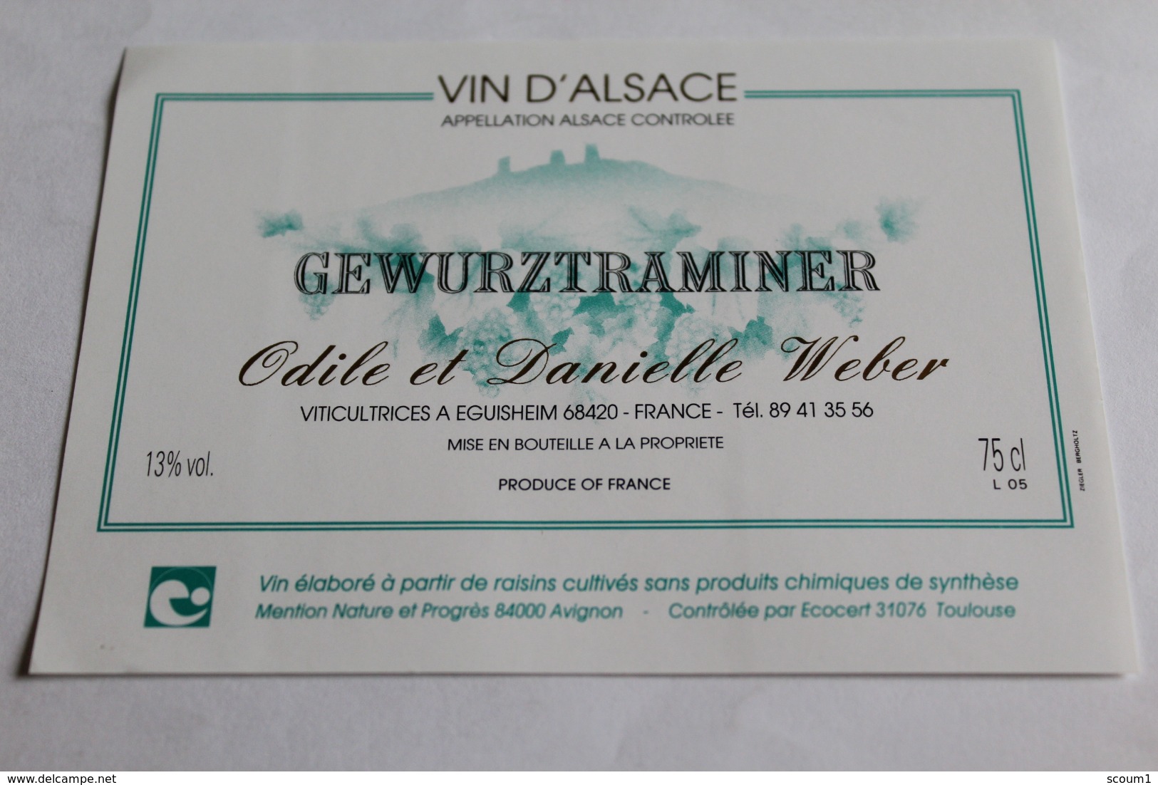 Etiquette Neuve Vin D Alsace  Gewurztraminer  13o Edile Et Danielle Weber - Gewürztraminer