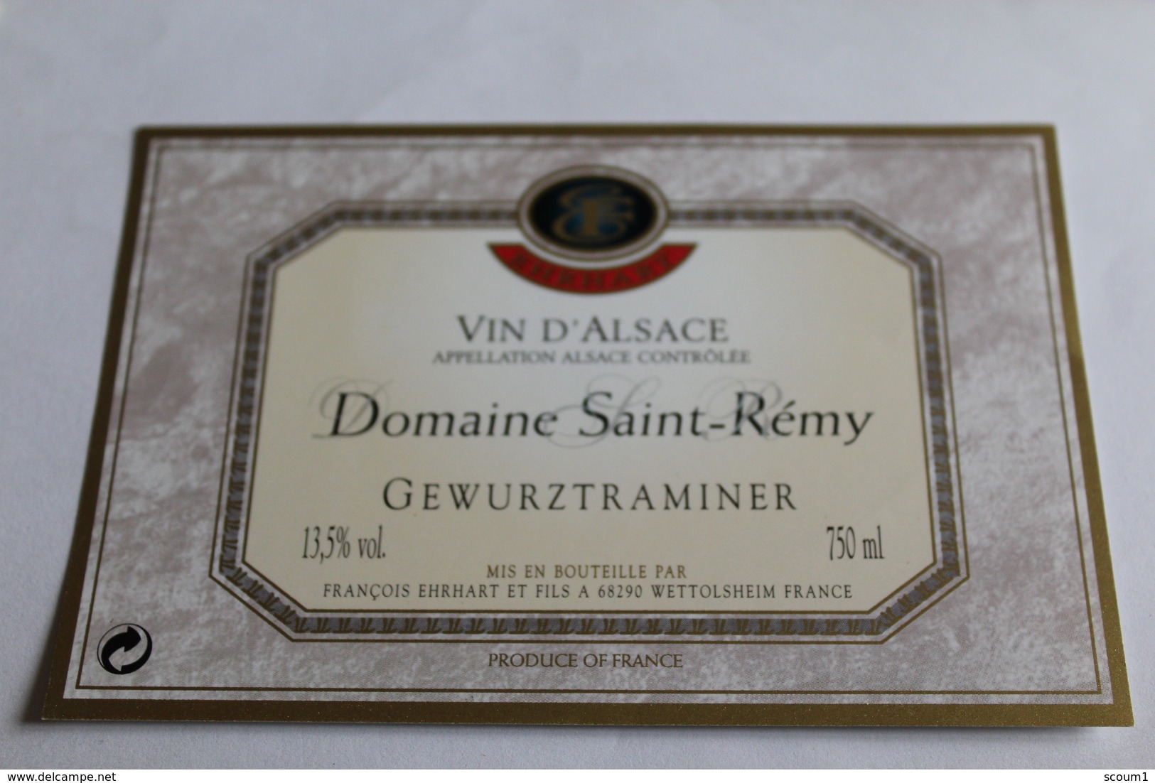 Etiquette Neuve Vin D Alsace  Gewurztraminer  13,5 O Domaine Saint Remy - Gewurztraminer