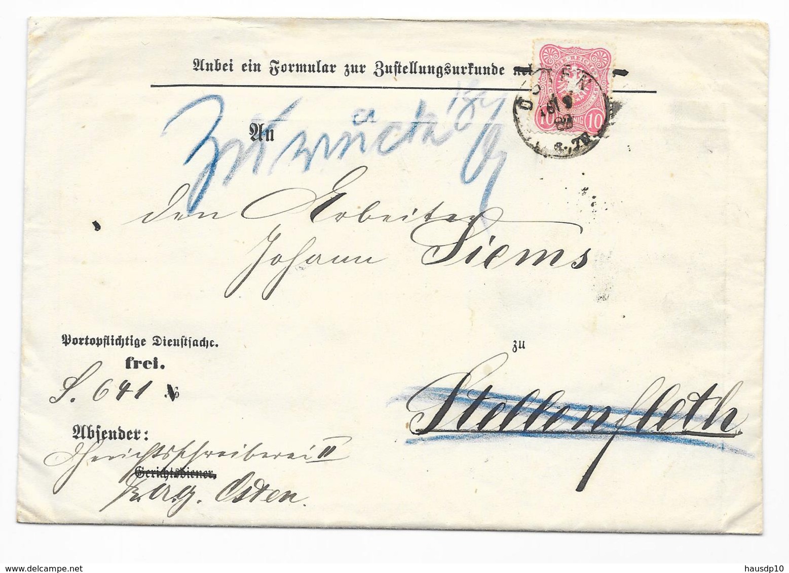 DR Brief EF Krone/Adler Mi.41 Osten 1882 Bach Freiburg In Hannover - Briefe U. Dokumente