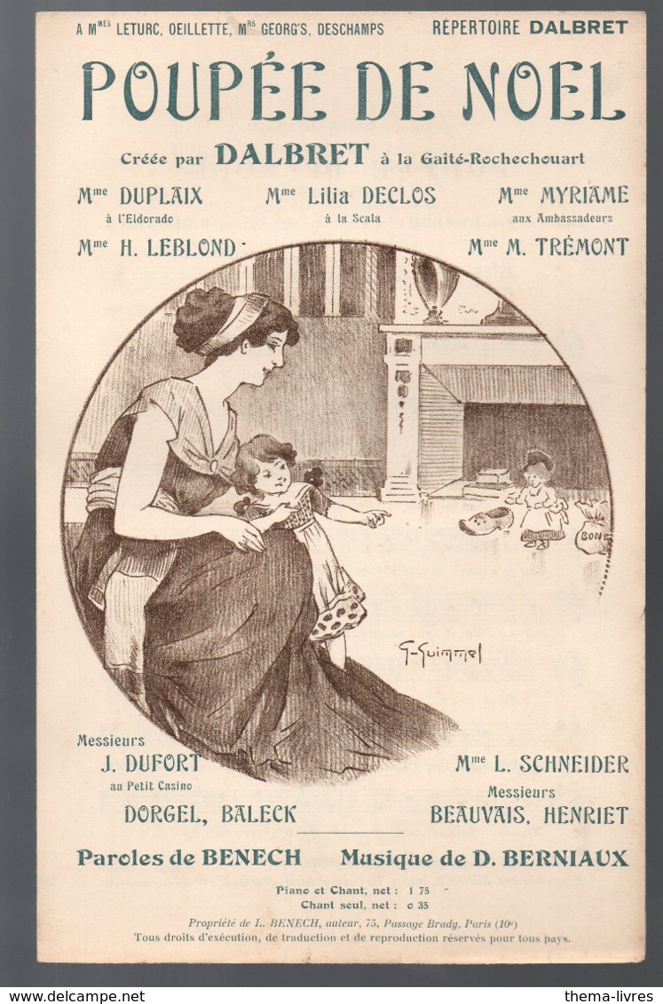 Partition "petit Format"   POUPEE DE NOEL ,    Par DALBRET, 1909 Couv De GUIMMEL  (MPA PF 188) - Autres & Non Classés