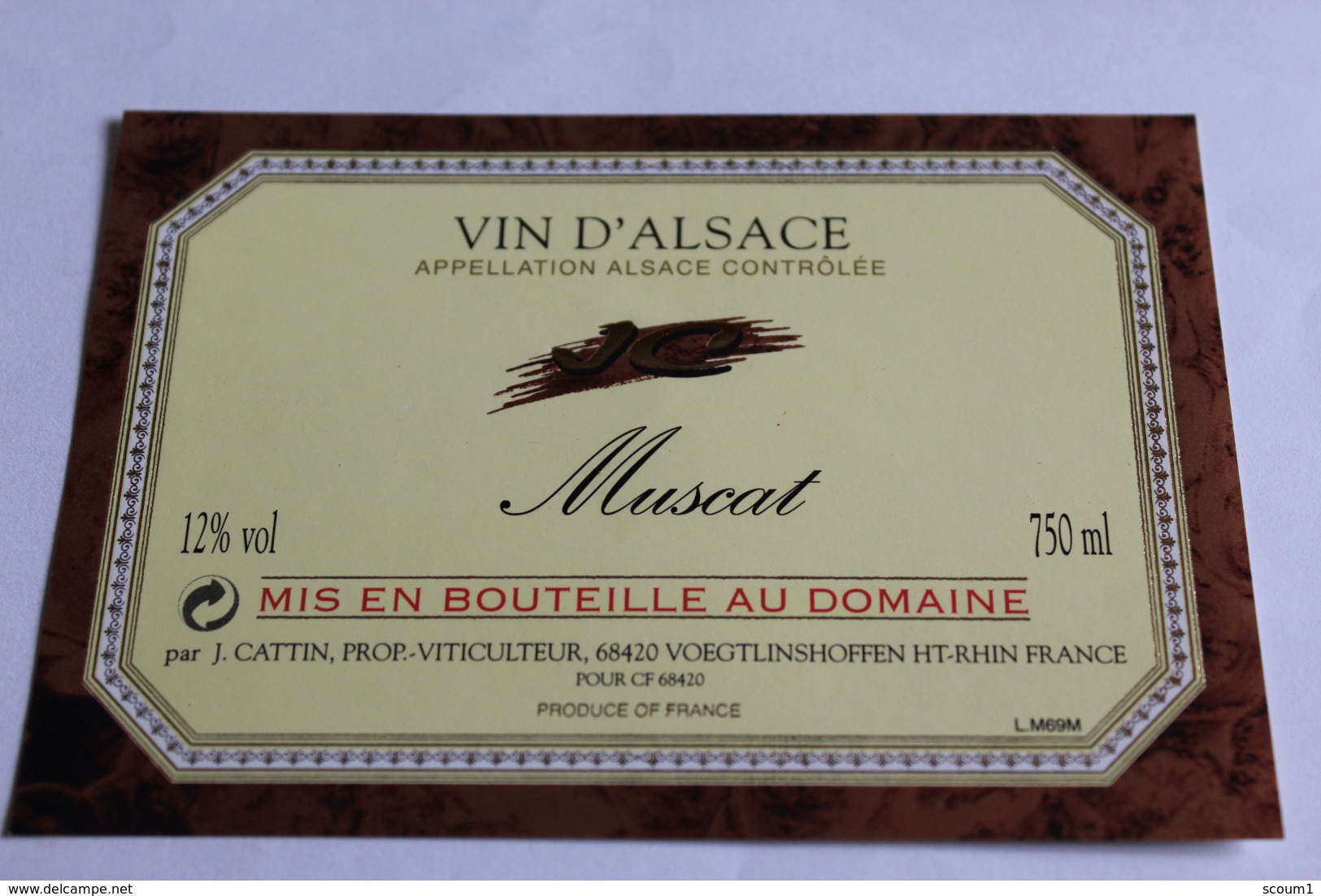 Etiquette Neuve Vin D Alsace  Muscat 12o J Cattin - White Wines