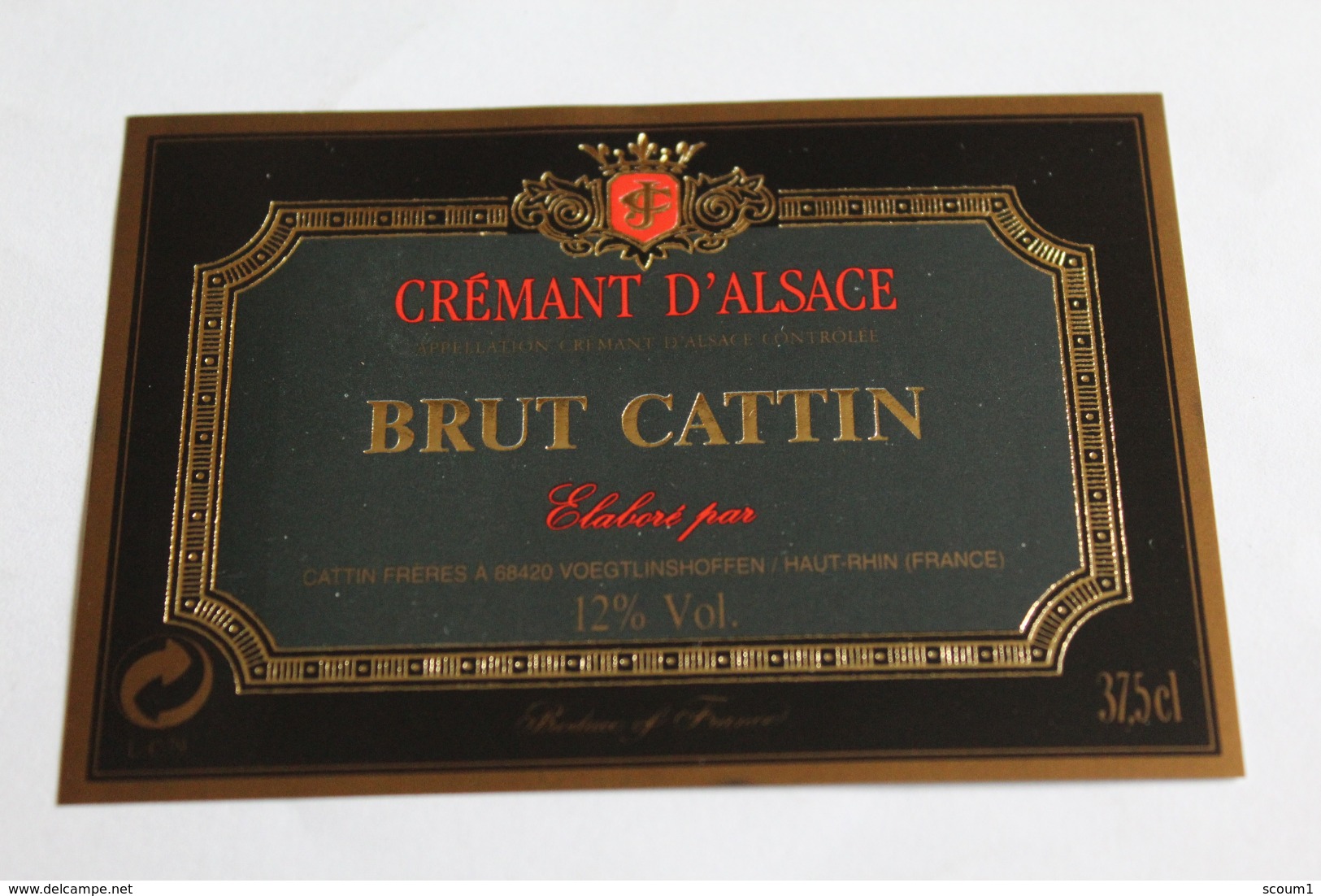 Etiquette Neuve Vin D Alsace  Cremant Brut Cattin 12o - White Wines