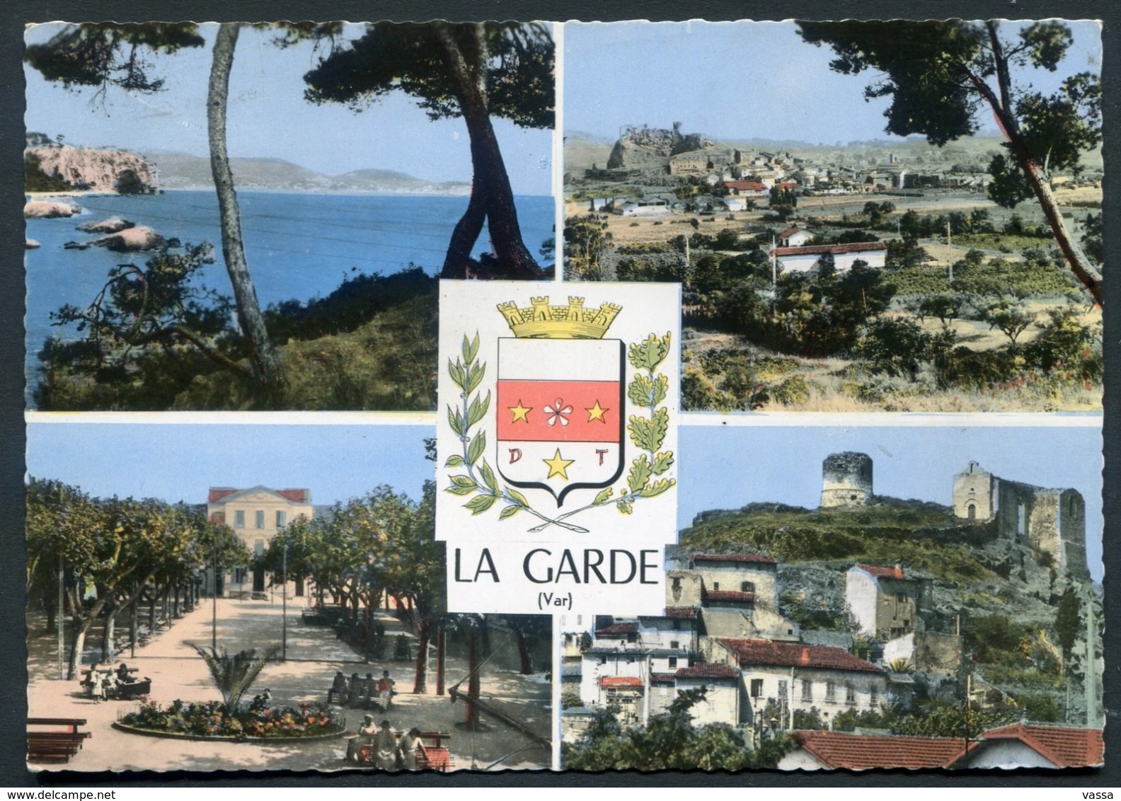 Souvenir De LA GARDE .ecusson , Blason -  CPSM 4 Vues - La Garde