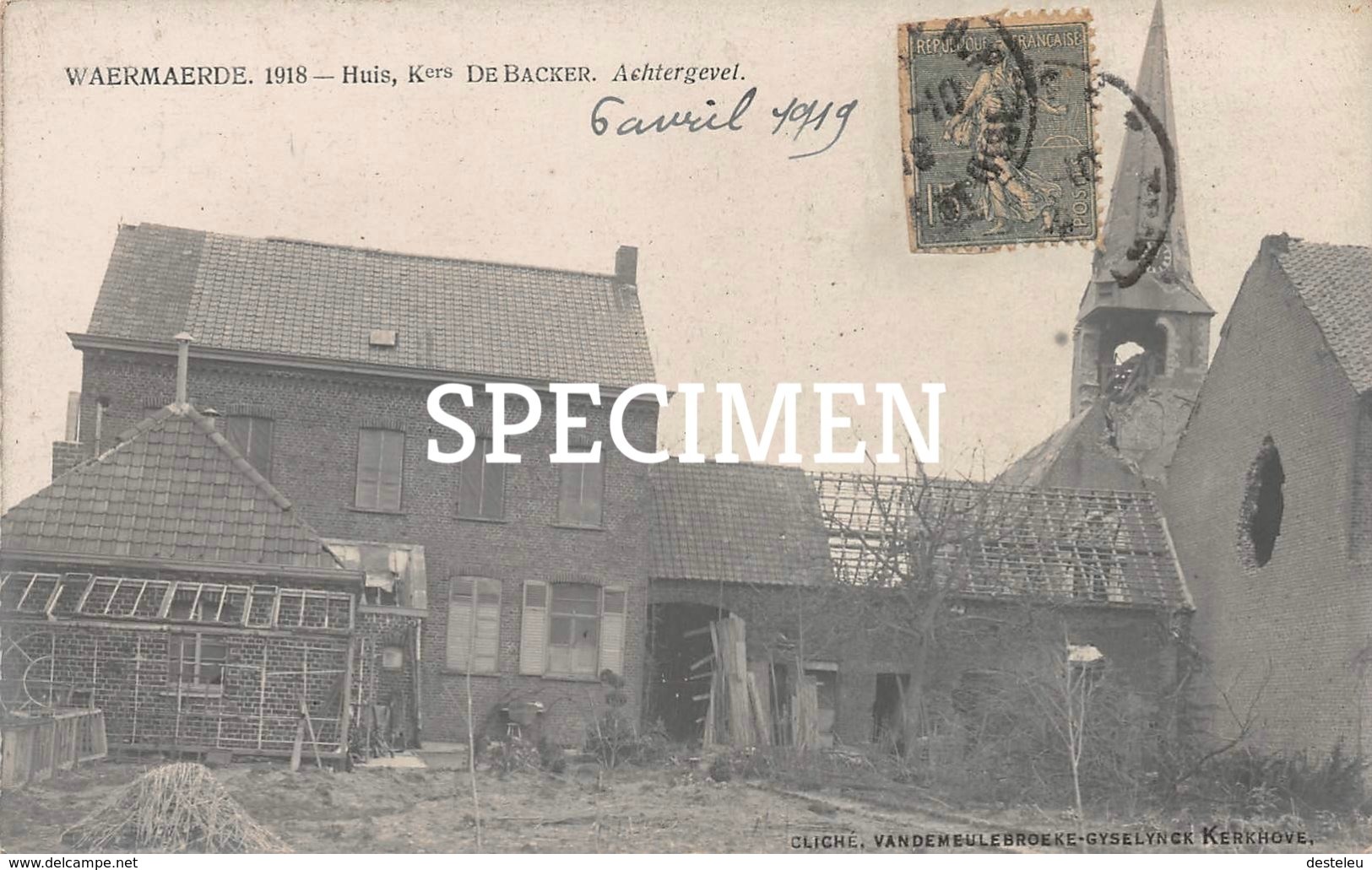 Huis Kers De Backer Achtergevel - Waarmaarde 1918 - Avelgem