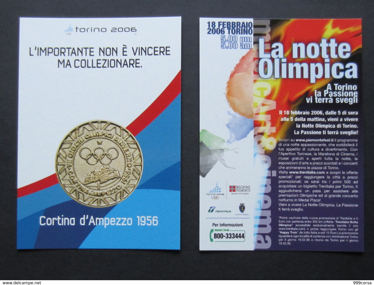 Giochi Olimpici Invernali Torino 2006, Notte Olimpica, Medaglia, Freecard + Promocard 6123 (13bis) - Giochi Olimpici