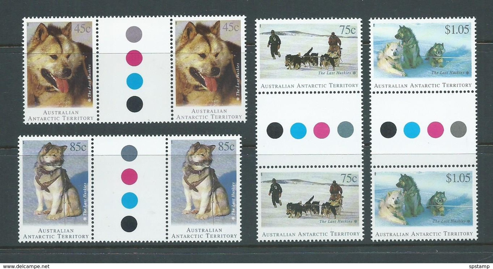 Australian Antarctic Territory 1994 Husky Dog Set Of 4 X 2 As Gutter Pairs MNH - Unused Stamps