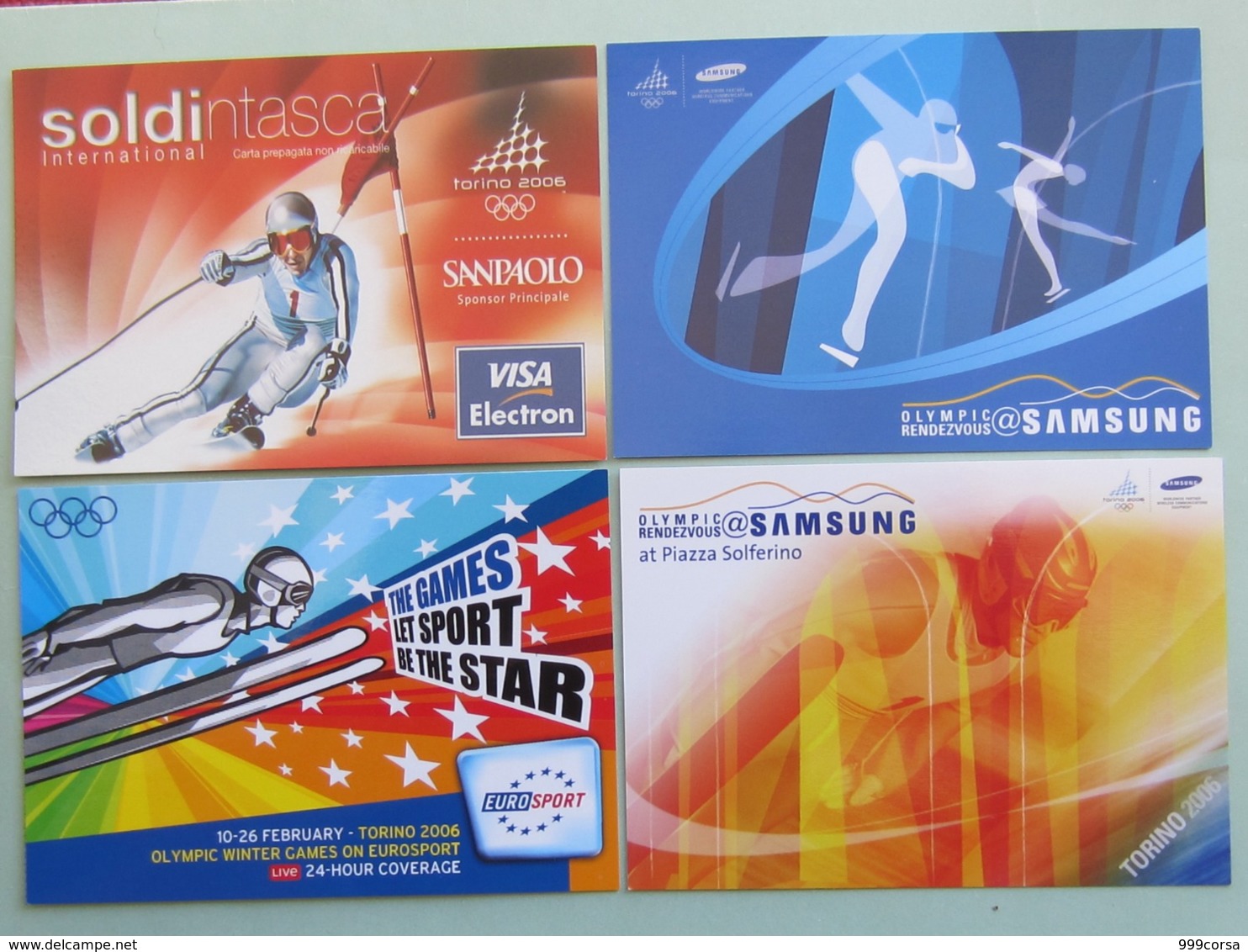 Giochi Olimpici Invernali Torino 2006, Logo + 3sponsor, 4 Cartoline (79) - Giochi Olimpici