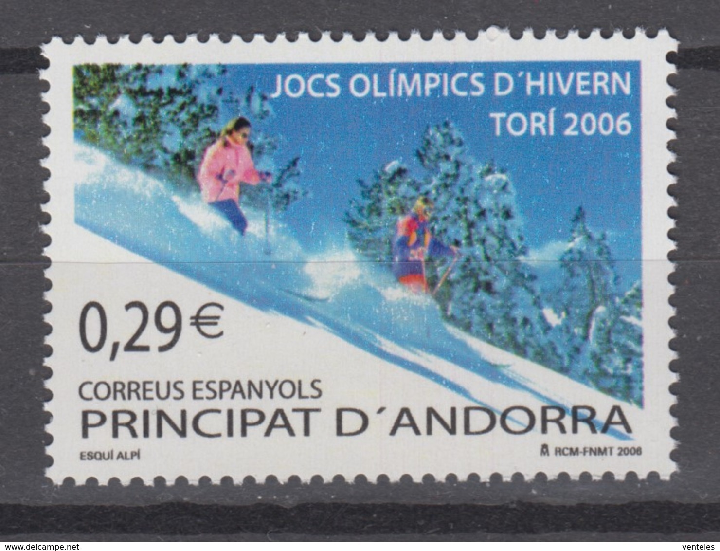 Andorra, Spanish 15.02.2006 Mi # 329 Torino Winter Olympics MNH OG - Invierno 2006: Turín