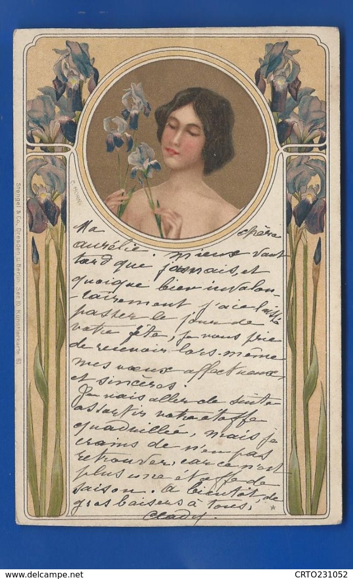 Carte Arts Nouveaux   Jeune Femme Et Fleurs - 1900-1949