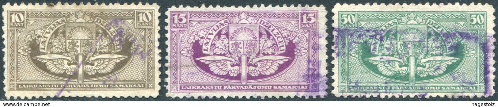 Latvia 1928 Railway Newspaper Parcel Stamps Selection Eisenbahn Paketmarke Chemin De Fer Colis Revenue Lettland Lettonie - Trenes