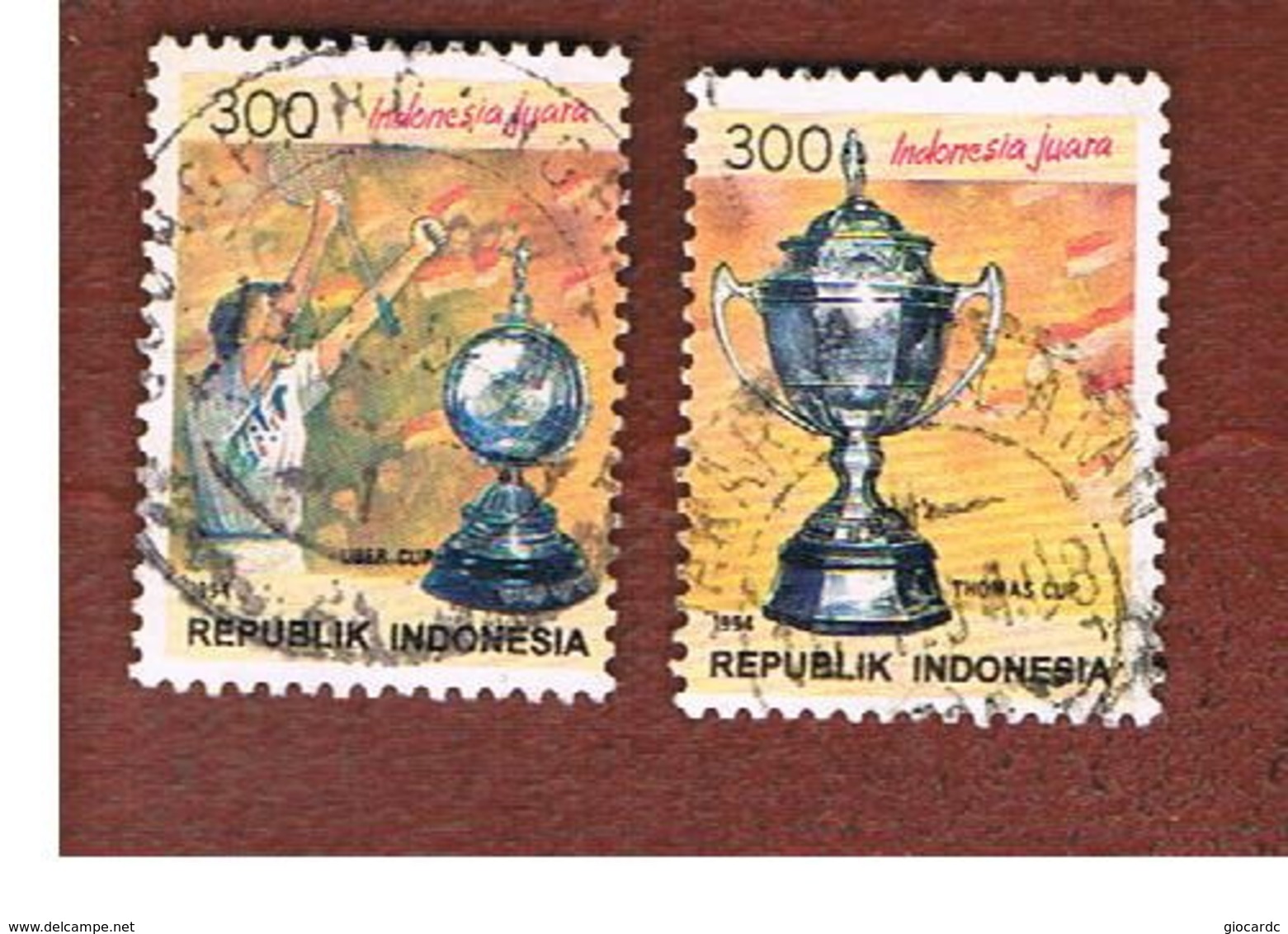 INDONESIA   - SG 2142.2143  -  1994  INDONESIAN VICTORY IN BADMINTON CHAMPIONSHIP (COMPLET SET OF 2)  - USED ° - Indonesia