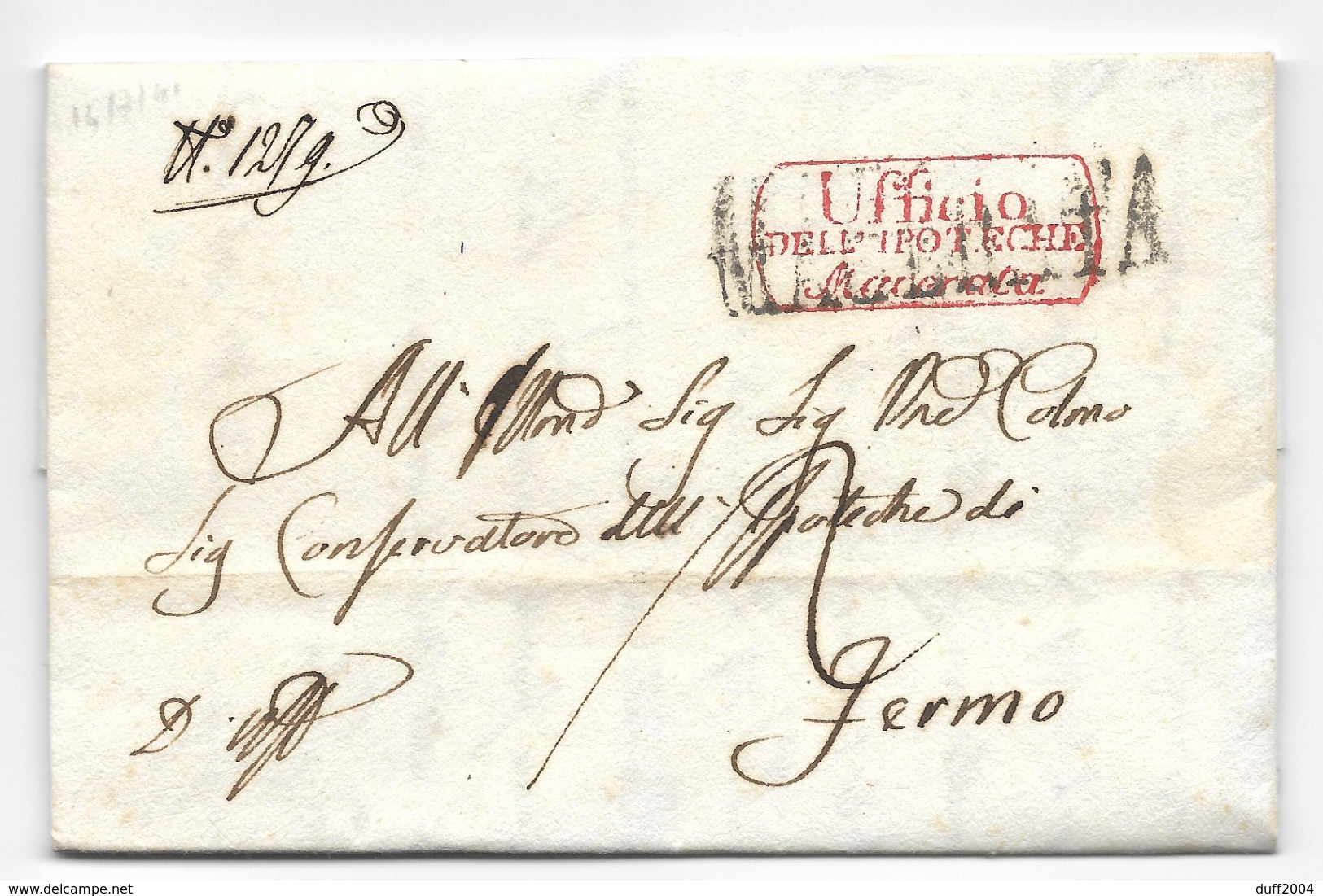 DA MACERATA A FERMO - 14.7.1841 - UFFICIO DELLE IPOTECHE. - 1. ...-1850 Prefilatelia