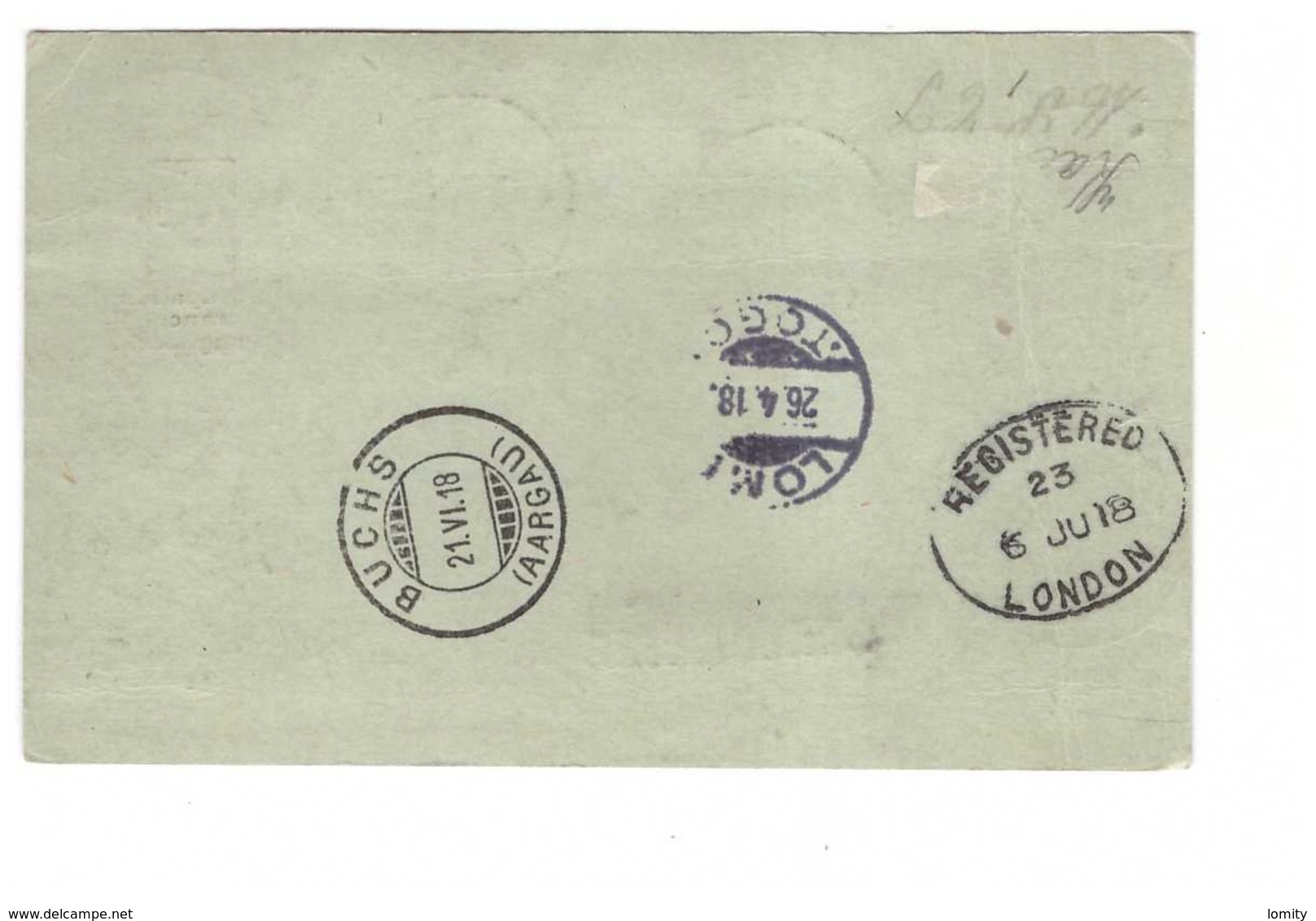 Togo 1918 Carte Pli Recommandé Entier Postal Surchargé Occupation Franco Anglaise + Timbres Départ Atakpame Pour Buchs - Covers & Documents