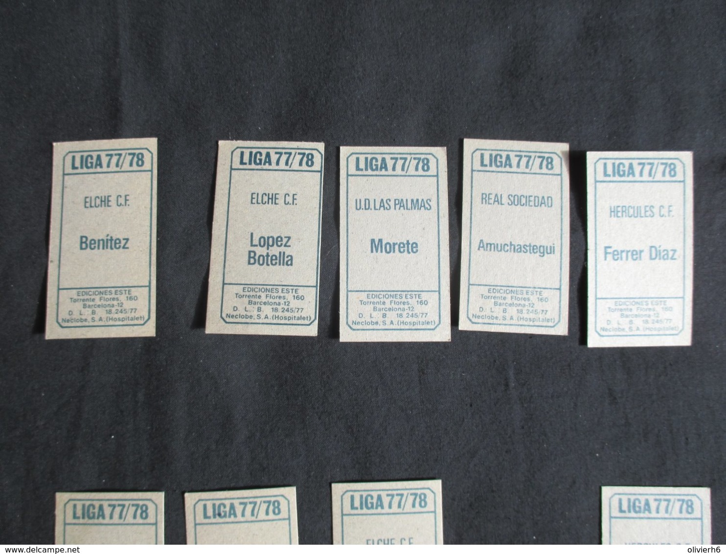 LOT 5 FIGURINES PAS PANINI + 4 doubles (M1914) LIGA 77 - 78 (8 vues) Hercules FC, Elche CF, UD Las Palmas, Real Sociedad