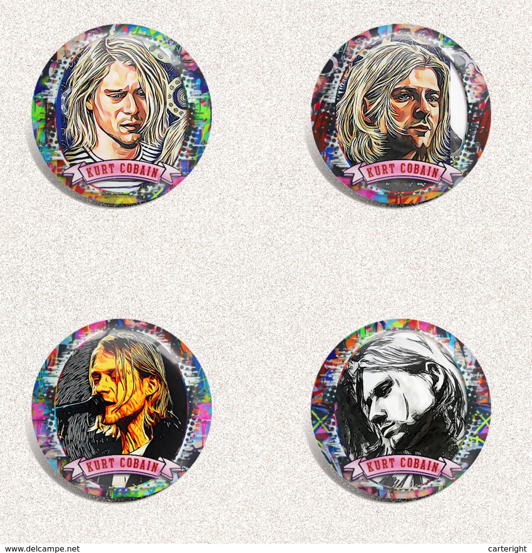 175 X Rock Kurt Cobain Music Fan ART BADGE BUTTON PIN SET (1inch/25mm Diameter) - Música