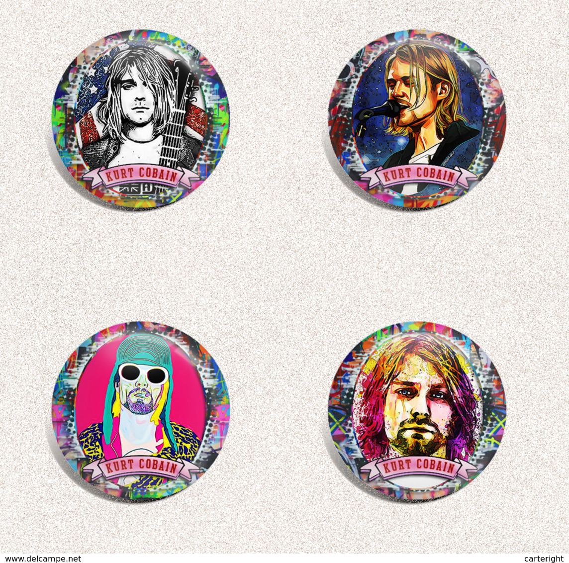 175 X Rock Kurt Cobain Music Fan ART BADGE BUTTON PIN SET (1inch/25mm Diameter) - Música