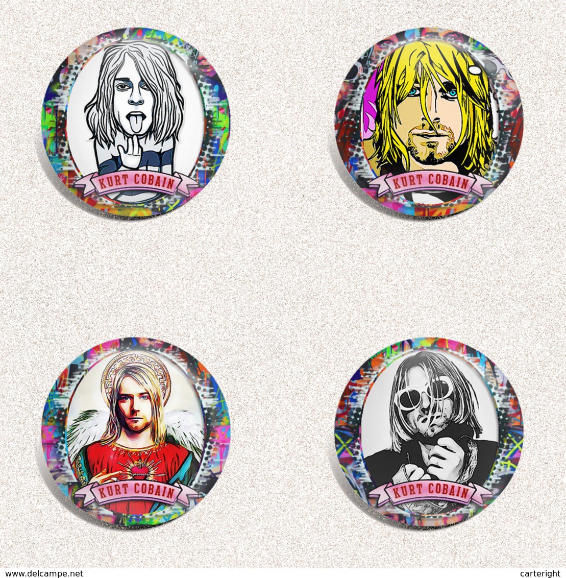 175 X rock Kurt Cobain music fan ART BADGE BUTTON PIN SET (1inch/25mm diameter)