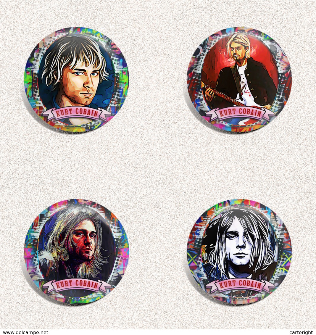 175 X rock Kurt Cobain music fan ART BADGE BUTTON PIN SET (1inch/25mm diameter)