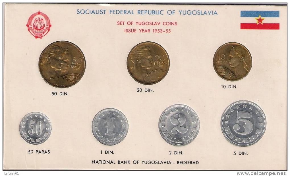 Yugoslavia 1953/55. Coin Set Mint Set Of The National Bank Of Yugoslavia - Yugoslavia